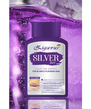 Zigavus Silver Anti-Orange Purple Shampoo for Blonde Platinum Hair Color Protector Keratin Cafein 300 ml - Buy Online on GoSupps.com