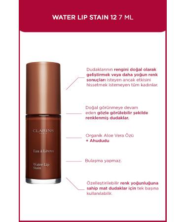 Clarins WATER LIP STAIN 12 7ML - Matte Appearance and Indelible Permanence