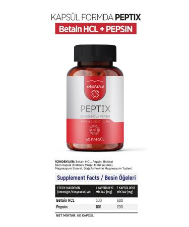 Erbatab Betaine Hcl Pepsin Food Supplement Peptix 60 Capsules - Buy Online on GoSupps.com