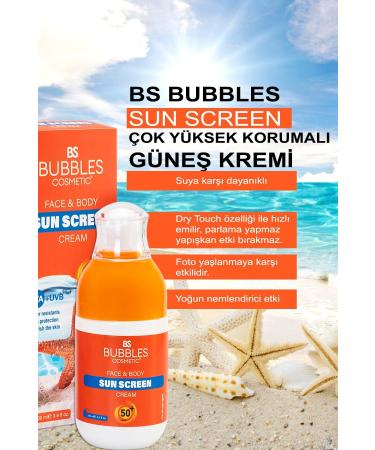 bs bubbles cosmetic Bs Spf 50 Protection & 48 Hour Moisturizing Face and Body Sun Cream 100ml High Protection - Buy Online on GoSupps.com