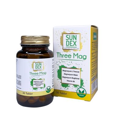 Sun Dex Family Health Since 2021 Three Mag (magnesium L-threonate + Malate + Bisglycinate + Vitamin B6) 30 Tablets
