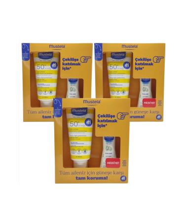 Mustela Spf50+ Sun Lotion 200ml + Hydra baby Body Lotion 100ml x 3 pcs