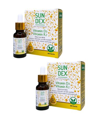 Sun Dex Family Health Since 2021 2 Pack Vitamin D3 K2 20 Ml Herbal Source 500 Drops