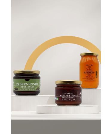 Toros Mountain Advantageous Package - Pure Flower Honey 480 gr - Chestnut Honey 400 gr - Cedar Honey 400 gr