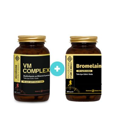 Microbiome 2 Pack: Bromelain Pineapple 30 Capsules + VM Complex Multivitamin and Minerals 30 Tablets