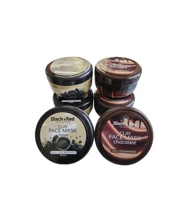 Black Red Clay Face Mask Charcoal Extract + Chocolate (3+3)