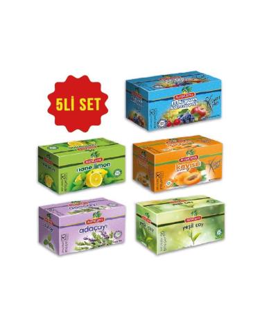 Alt ncezve Tea Bag 5-Pack (MINT LEMON SAGE FRUIT CARNIVAL GREEN TEA APRICOT FORM)