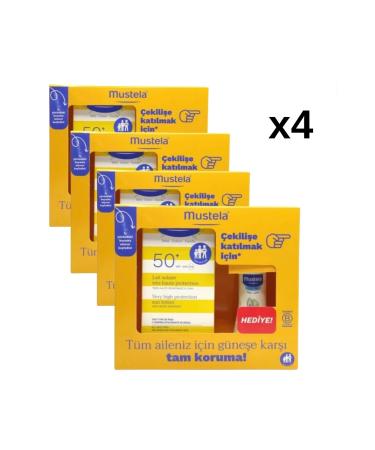 Mustela Spf50+ Sun Lotion 100ml + Hydra baby Body Lotion 50ml x 4 pcs