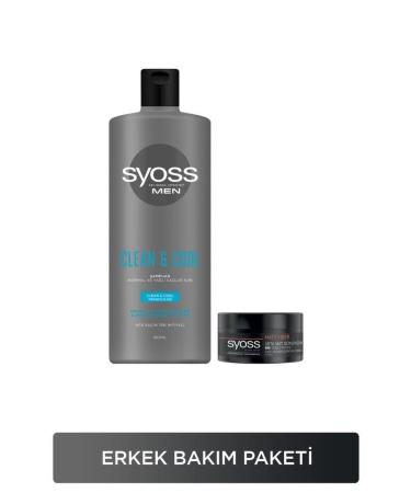 Syoss Men Men's Care Set Clean & Cool Shampoo 500 ml Matt Fiber Wax