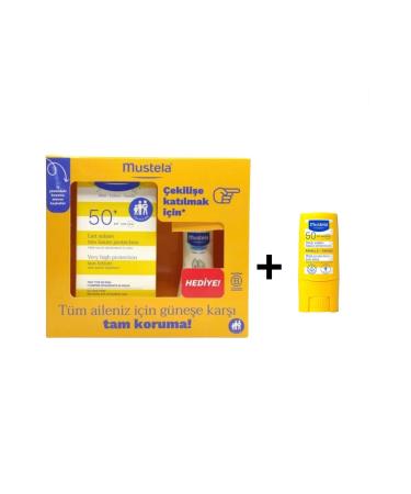 Mustela Spf50+ Sun Lotion 100 Ml + 50 Ml Hydra Baby Gift + Mustela Spf 50 Sun Stick 9 ml