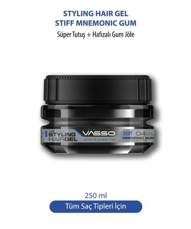 Vasso Men 24 Hours Superior Hold Wet Look Memory Hair Gel Stiff Mnemonic Gum Gel 250 ml