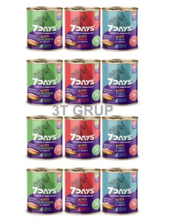 7DAYS Mixed Cat Canned Food Adult 3 Types 415 gr x 12 Pieces