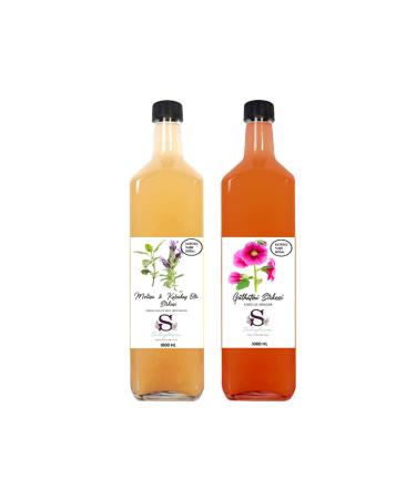 Suheylaana Natural Melissa & Black Pepper Vinegar 1000 ml and Hollyhock Vinegar 1000 ml