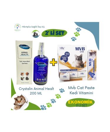 Crystalin Animal Health 250 ml and Mbv Cat Vitamin Paste 50 gr 2 Liter Economical Set