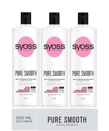 Syoss Pure Smooth Nourishing & Anti-frizz Hair Care Cream 500 Ml X 3 Pieces