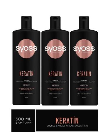 Syoss Keratin Shampoo for Weak & Easily Broken Hair 500 Ml X 3 Pieces