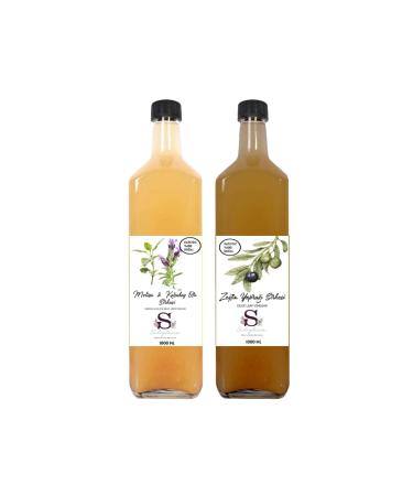 Suheylaana Natural Melissa & Black Pepper Vinegar 1000 ml and Olive Leaf Vinegar 1000 ml