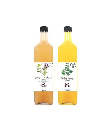 Suheylaana Natural Melissa & Black Pepper Vinegar 1000 ml and Eucalyptus Vinegar 1000 ml