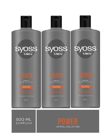 Syoss Power Caffeine Shampoo for Normal Hair 500 Ml X 3 Pieces
