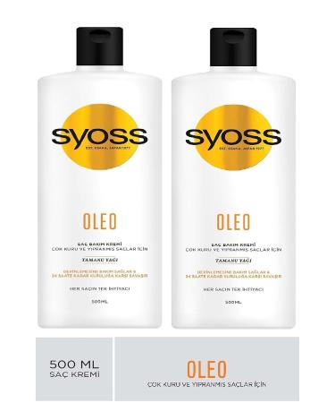 Syoss Oleo Hair Care Conditioner for Very Dry & Damaged Hair 500 Ml X 2 Pieces