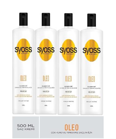 Syoss Oleo Hair Care Conditioner for Very Dry & Damaged Hair 500 Ml X 4 Pieces
