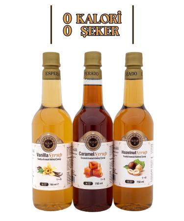 ESPERADO Sugar Free - Vanilla * Caramel * Hazelnut Flavored Coffee Syrup - Set of 3 - 750 ml X 3 Pcs.