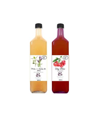 Suheylaana Natural Melissa & Black Pepper Vinegar 1000 ml and Cherry Vinegar 1000 ml