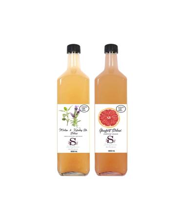 Suheylaana Natural Melissa & Black Pepper Vinegar 1000 ml and Grapefruit Vinegar 1000 ml