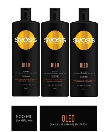 Syoss Oleo Shampoo for Very Dry and Damaged Hair 500 Ml X 3 Pieces