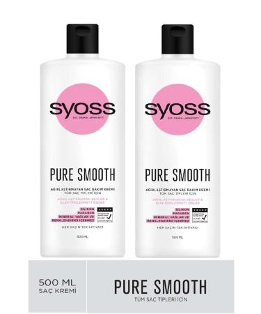 Syoss Pure Smooth Nourishing & Anti-frizz Hair Care Cream 500 Ml X 2 Pieces