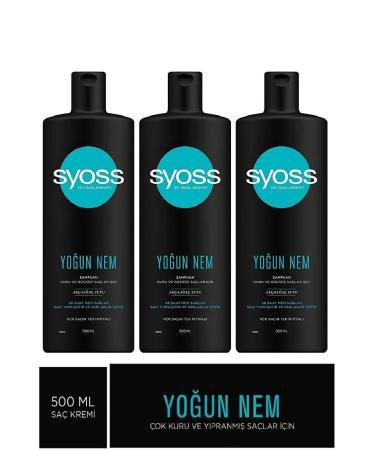 Syoss Intensive Moisture Shampoo for Dry and Weak Hair 500 Ml X 3 Pieces