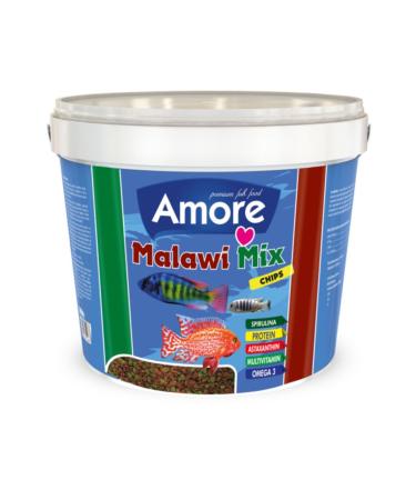 AMORE Malawi Cichlid Mix Chips 3kg Bucket Tanganyika Cichlid Spirulina Algae Mixed Aquarium Fish Food