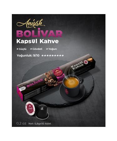 Anisah Coffee Bolivar Nespresso Compatible Aluminum Capsule Coffee Set | 5 X 10 Pack | Dark Roast | 9/10 Density - Buy Online on GoSupps.com