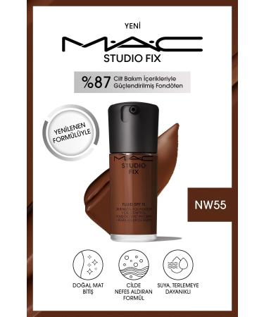 Mac NEW NATURAL MATTE FINISH STUDIO FIX FLUID SPF 15 MATTE FOUNDATION-NW55 30 ML KEYON2921