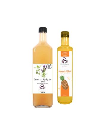 Suheylaana Natural Melissa & Black Pepper Vinegar 1000 ml and Pineapple Vinegar 500 ml