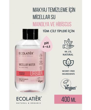 ECOLATIER Make-Up Remover Micellar Water Moisturizing 99% Natural For All Skin Types 400 ml