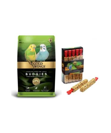 Gold Wings Food 1 Kg + Budgie Crackers Honey Fruit 10 Pieces
