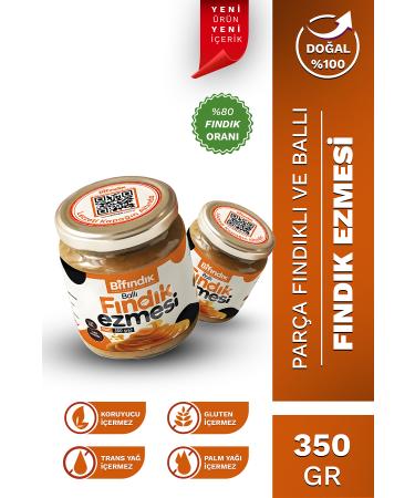 Bi Hazelnut Natural Honey Hazelnut Paste Additive-Free Snack Breakfast Spread 1st Quality 350gr Glass Jar