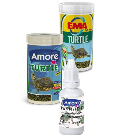 AMORE Turtle Green Sticks Turtle Food and Multivitamin Set 2x250 Ml Ema