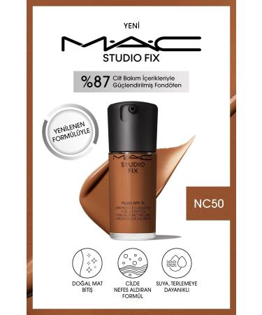 Mac NEW NATURAL MATTE FINISH STUDIO FIX FLUID SPF 15 MATTE FOUNDATION-NC50 30 ML KEYON2918