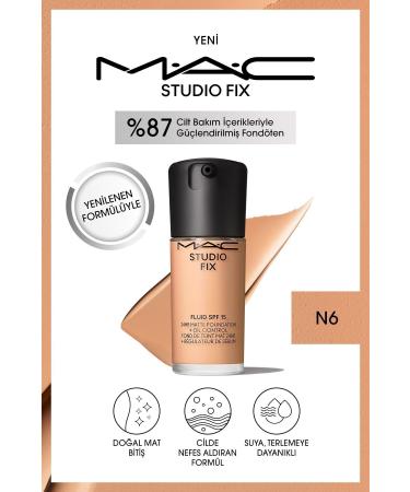 Mac NEW FORMULA NATURAL MATTE FINISH STUDIO FIX FLUID SPF 15 MATTE FOUNDATION-N 6 30 ML KEYON2893
