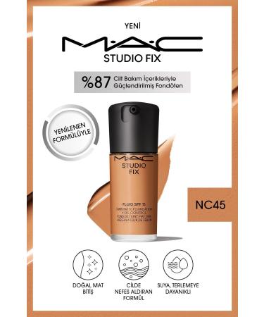 Mac NEW FORMULA NATURAL MATTE FINISH STUDIO FIX FLUID SPF 15 MATTE FOUNDATION-NC45 30 ML KEYON2902