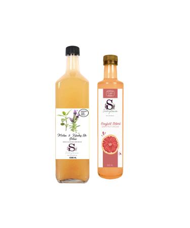 Suheylaana Natural Melissa & Black Pepper Vinegar 1000 ml and Grapefruit Vinegar 500 ml