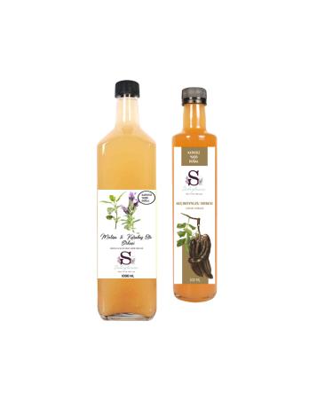 Suheylaana Natural Melissa & Black Pepper Vinegar 1000 ml and Carob Vinegar 500 ml
