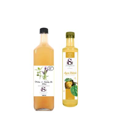 S heylaana Natural Melissa & Black Pepper Vinegar 1000 ml and Quince Vinegar 500 ml