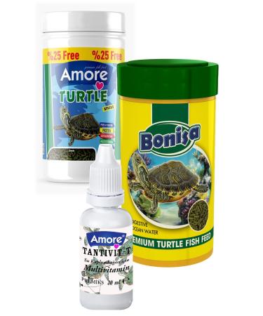 AMORE Turtle Green Sticks 125 250 ml Bonisa Turtle Food and Vitamin Set of 3