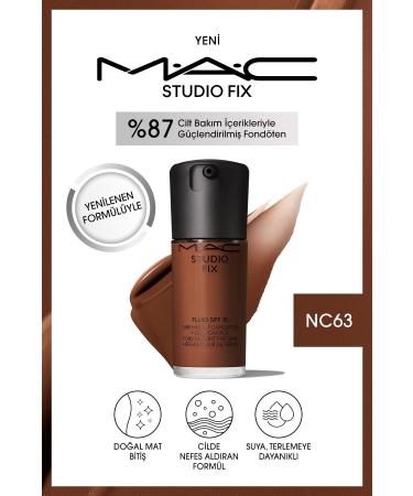 Mac NEW FORMULA NATURAL MATTE FINISH STUDIO FIX FLUID SPF 15 MATTE FOUNDATION-NC63 30 ML KEYON2915