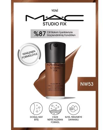 Mac NEW FORMULA NATURAL MATTE FINISH STUDIO FIX FLUID SPF 15 MATTE FOUNDATION-NW53 30 ML KEYON2897
