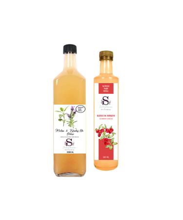 Suheylaana Natural Melissa & Black Pepper Vinegar 1000 ml and Cranberry Vinegar 500 ml