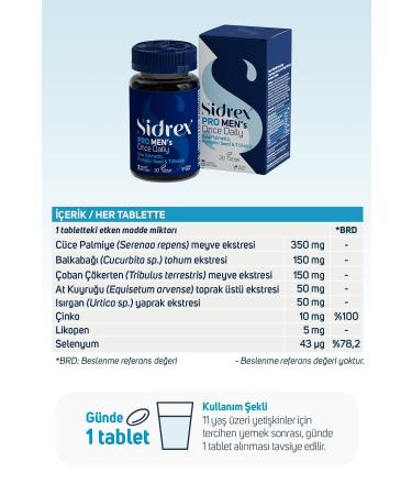 SIDREX Pro Men's Once Daily Dwarf Palm Extract Containing Supplementary Food 30 Tablets - Buy Online on GoSupps.com